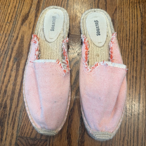 🍓 Soludos Canvas Espadrille Mules - Red & White Micro Check (Size 8) ☀️ - Picture 1 of 6